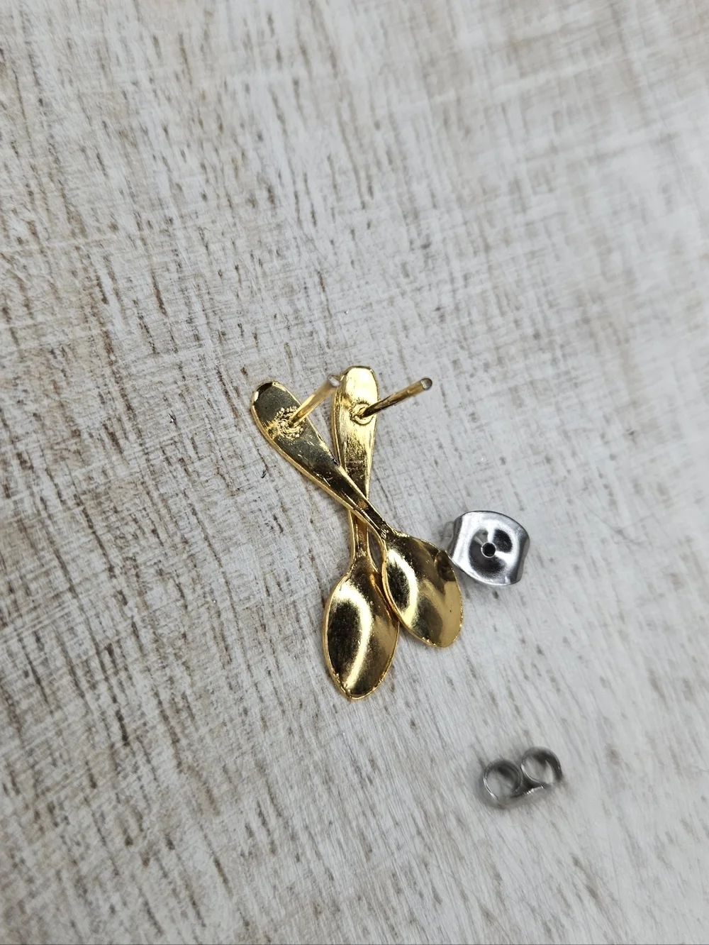 Vintage Golden Key Gold Spoon Stud Earrings – Surgical Steel Posts NWT - Picture 6 of 10
